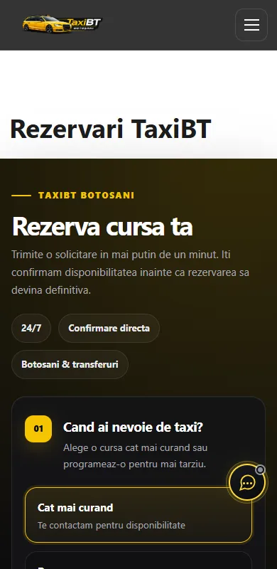 Preview al interfeței Rezervări TaxiBT